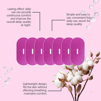 Pink KOEC mouth tapes anti snoring sleep strips with cotton flowers on a pastel background